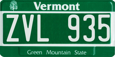 VT license plate ZVL935