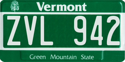 VT license plate ZVL942