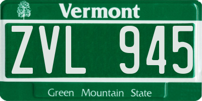 VT license plate ZVL945