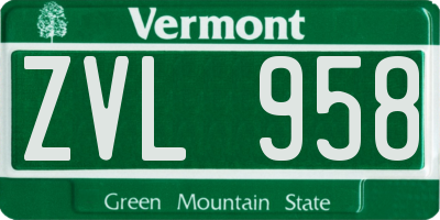 VT license plate ZVL958