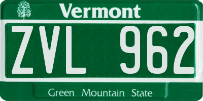 VT license plate ZVL962