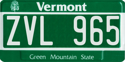 VT license plate ZVL965