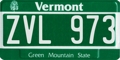 VT license plate ZVL973