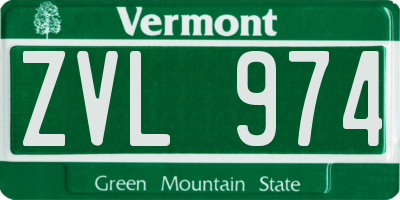 VT license plate ZVL974