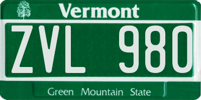 VT license plate ZVL980