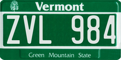 VT license plate ZVL984