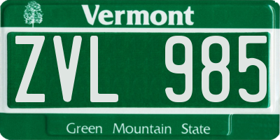 VT license plate ZVL985