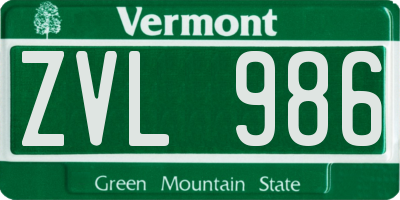 VT license plate ZVL986
