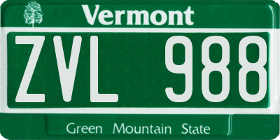 VT license plate ZVL988
