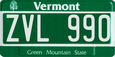 VT license plate ZVL990