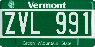 VT license plate ZVL991