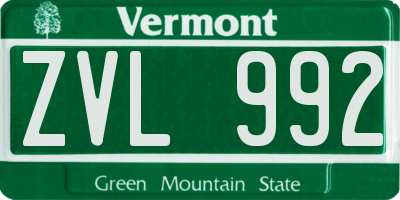 VT license plate ZVL992