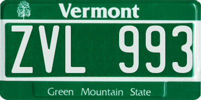 VT license plate ZVL993