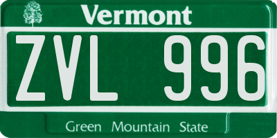 VT license plate ZVL996