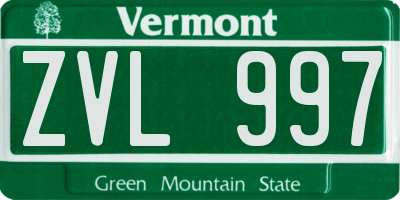 VT license plate ZVL997