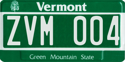 VT license plate ZVM004