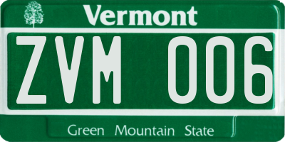 VT license plate ZVM006