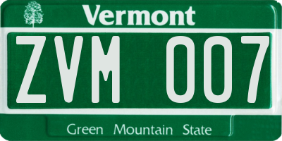 VT license plate ZVM007