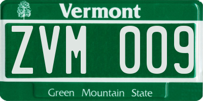 VT license plate ZVM009