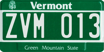VT license plate ZVM013
