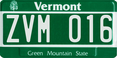 VT license plate ZVM016