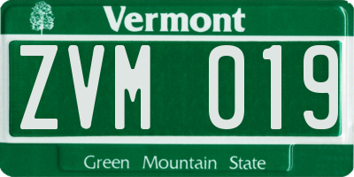 VT license plate ZVM019