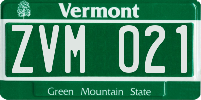 VT license plate ZVM021
