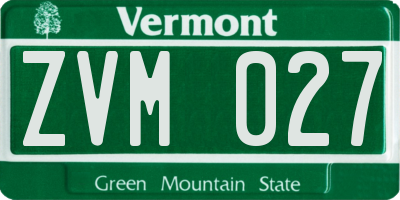 VT license plate ZVM027