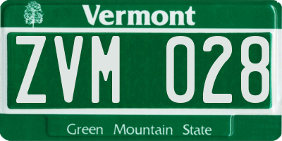 VT license plate ZVM028