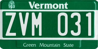 VT license plate ZVM031
