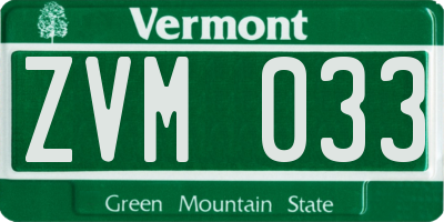 VT license plate ZVM033