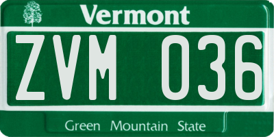 VT license plate ZVM036