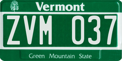 VT license plate ZVM037
