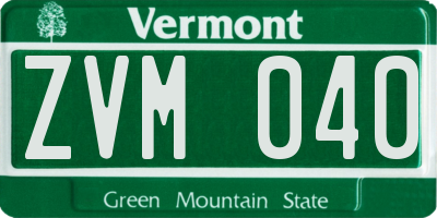 VT license plate ZVM040