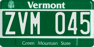 VT license plate ZVM045