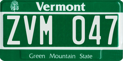 VT license plate ZVM047