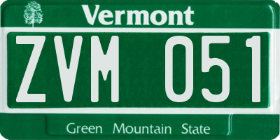 VT license plate ZVM051