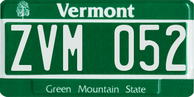 VT license plate ZVM052