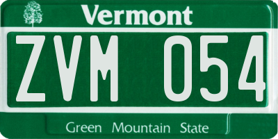 VT license plate ZVM054