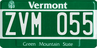 VT license plate ZVM055