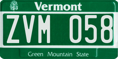 VT license plate ZVM058