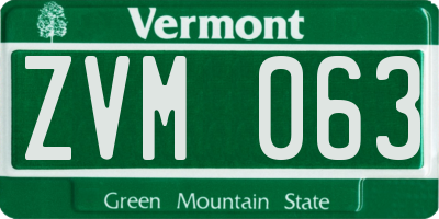VT license plate ZVM063