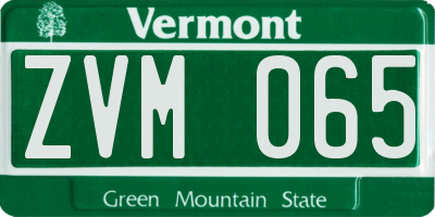 VT license plate ZVM065