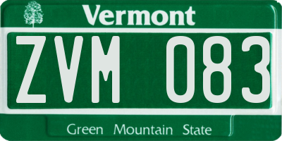 VT license plate ZVM083