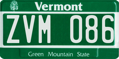 VT license plate ZVM086