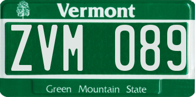 VT license plate ZVM089