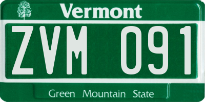VT license plate ZVM091