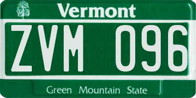 VT license plate ZVM096