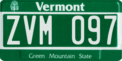 VT license plate ZVM097
