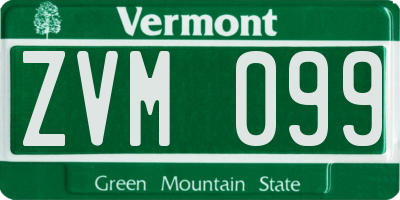 VT license plate ZVM099